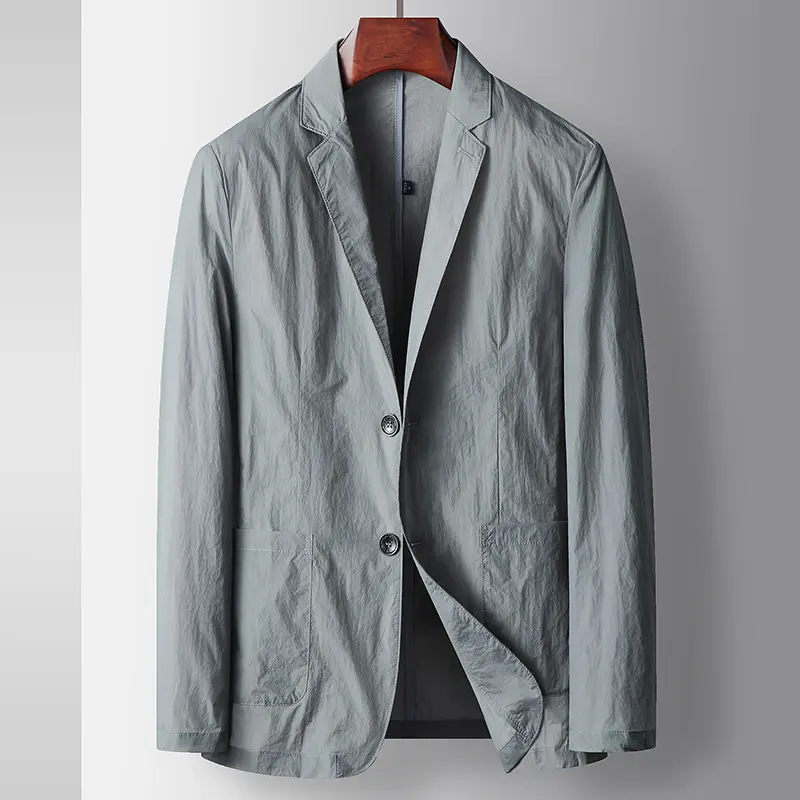 Men's Thin Casual Suit Jacket Single Breasted Business Convenient Suit Breathable Sun Protection Light Luxury Suit Slim Fit