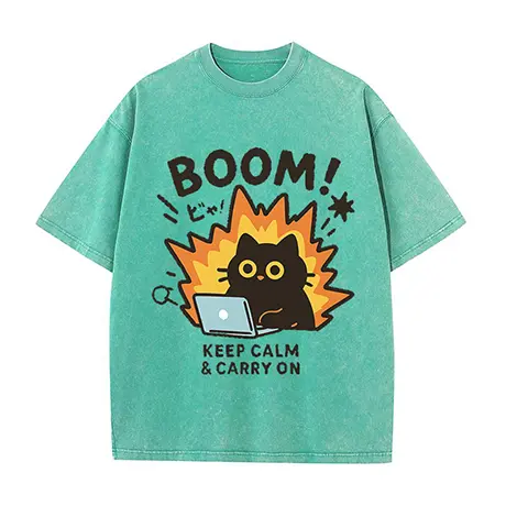 2025 Summer New Fun Cat Explosion Laptop Printed T-shirt Cute Cat Pattern T-shirt 100% Cotton Casual Street Wear