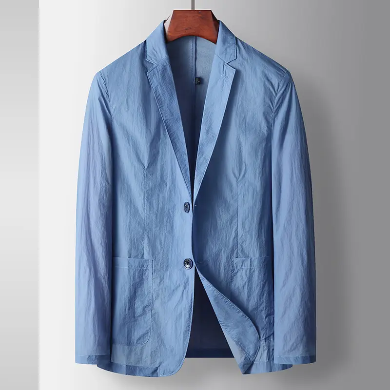 Men's Thin Casual Suit Jacket Single Breasted Business Convenient Suit Breathable Sun Protection Light Luxury Suit Slim Fit