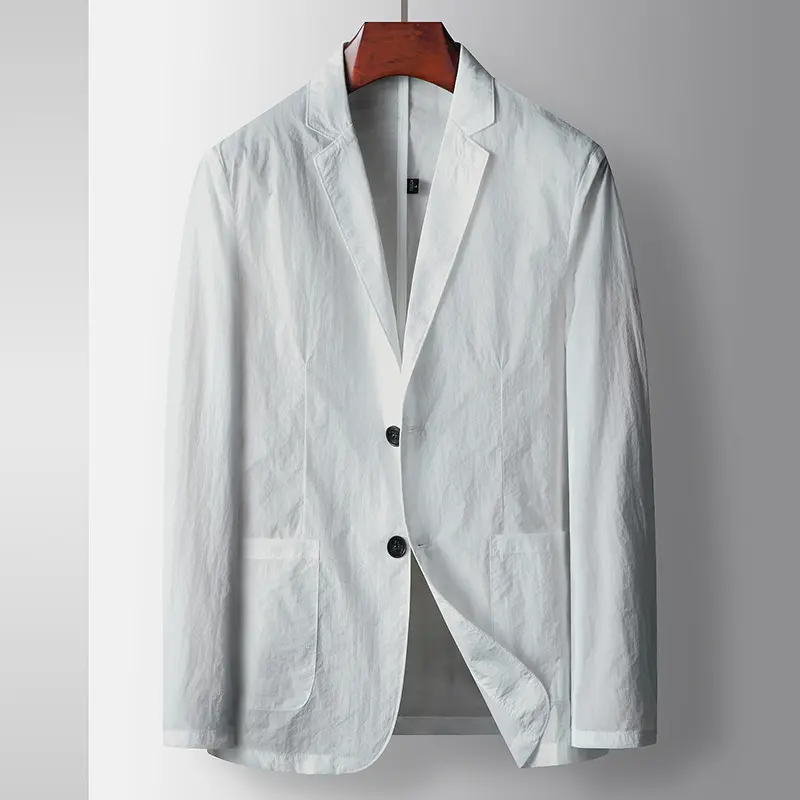 Men's Thin Casual Suit Jacket Single Breasted Business Convenient Suit Breathable Sun Protection Light Luxury Suit Slim Fit