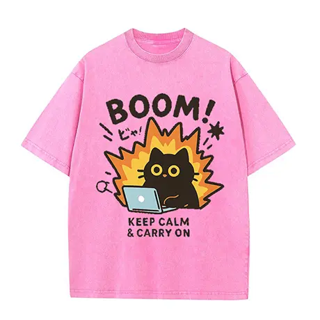 2025 Summer New Fun Cat Explosion Laptop Printed T-shirt Cute Cat Pattern T-shirt 100% Cotton Casual Street Wear
