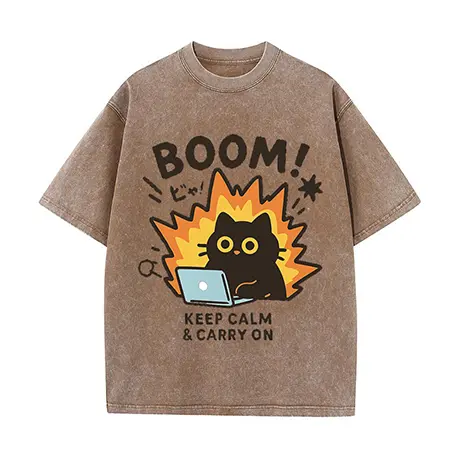2025 Summer New Fun Cat Explosion Laptop Printed T-shirt Cute Cat Pattern T-shirt 100% Cotton Casual Street Wear