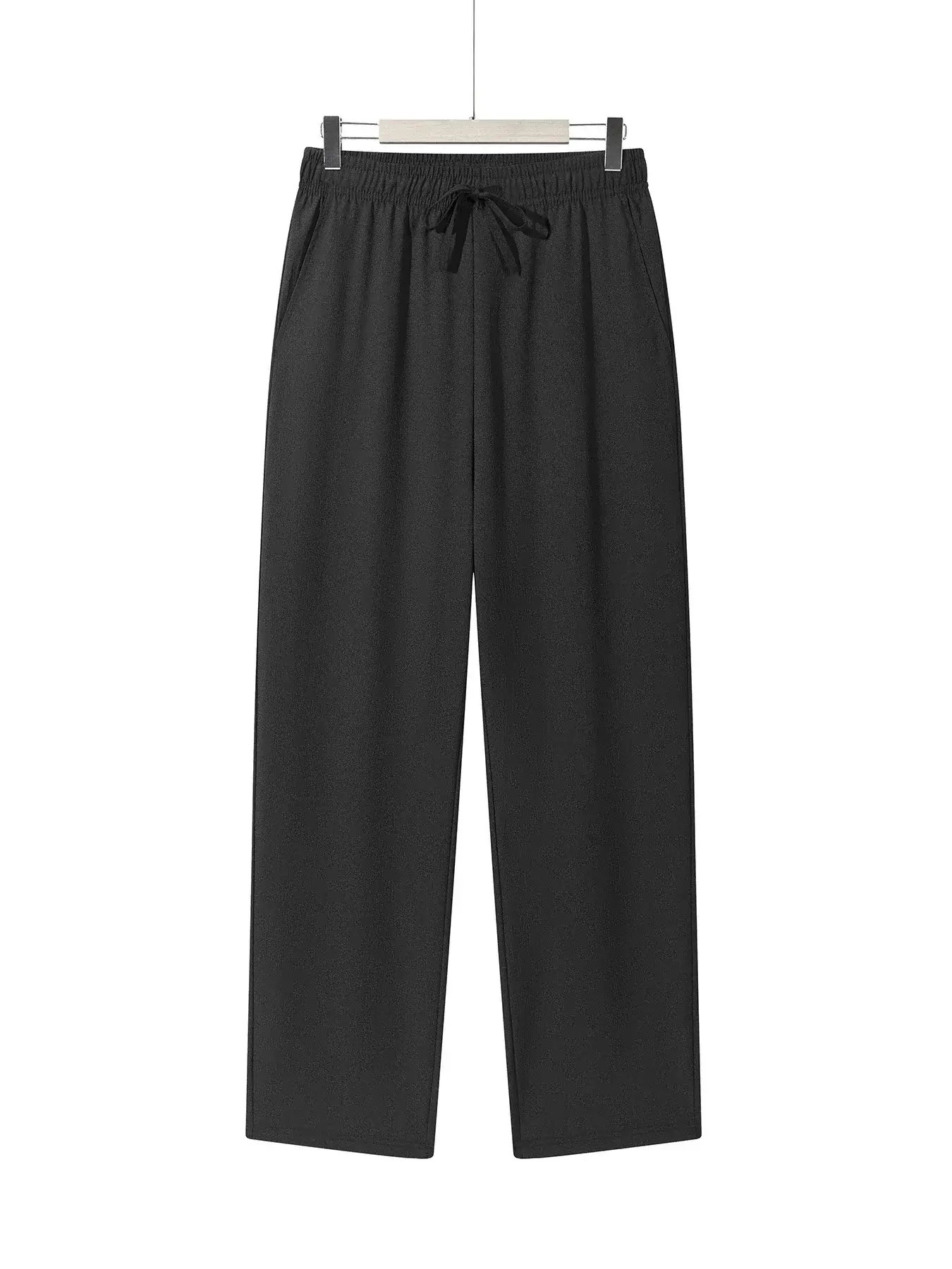 Summer Men's Straight Trousers Casual Solid Color Breathable Drawstring Long Pants Sweatpants Streetwear Men Baggy Pants