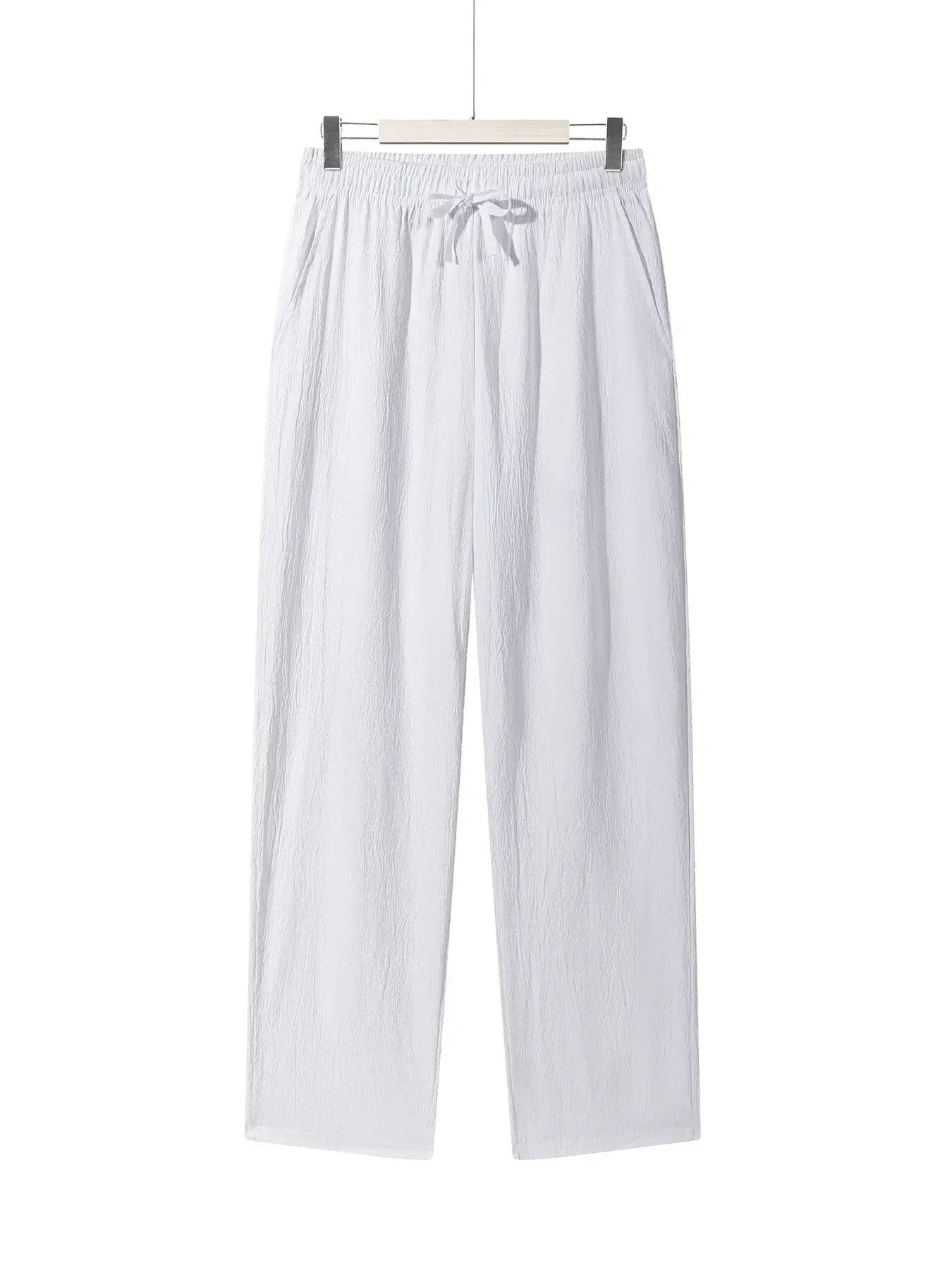 Summer Men's Straight Trousers Casual Solid Color Breathable Drawstring Long Pants Sweatpants Streetwear Men Baggy Pants