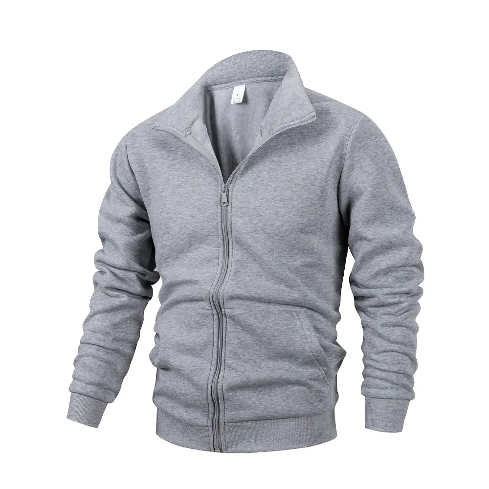 Spring Men's Long Sleeve Zipper Jacket Coats Solid Color Stand Collar Warm Jacket Coat Outdoor Tracksuit Men