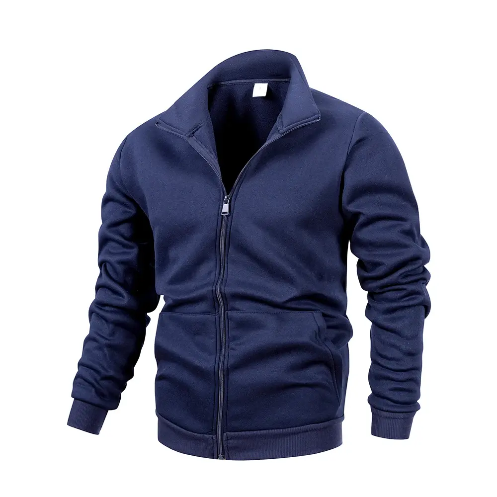 Spring Men's Long Sleeve Zipper Jacket Coats Solid Color Stand Collar Warm Jacket Coat Outdoor Tracksuit Men