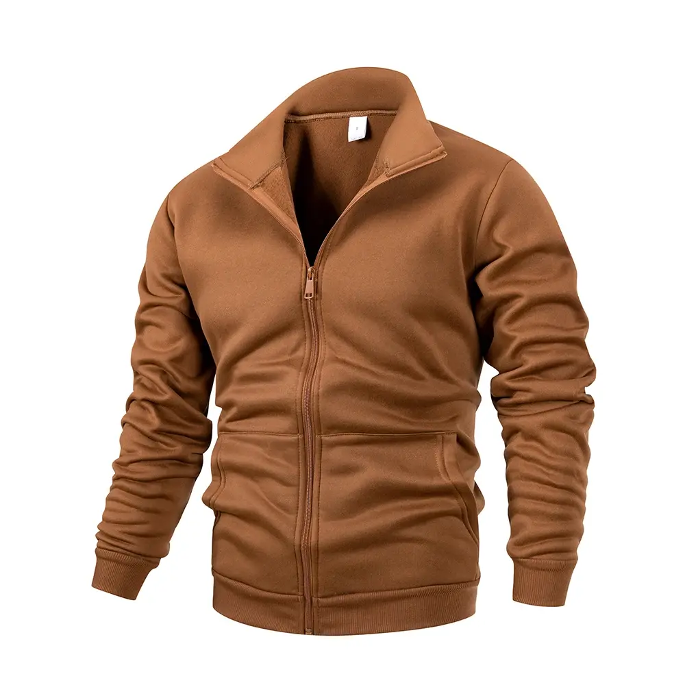 Spring Men's Long Sleeve Zipper Jacket Coats Solid Color Stand Collar Warm Jacket Coat Outdoor Tracksuit Men