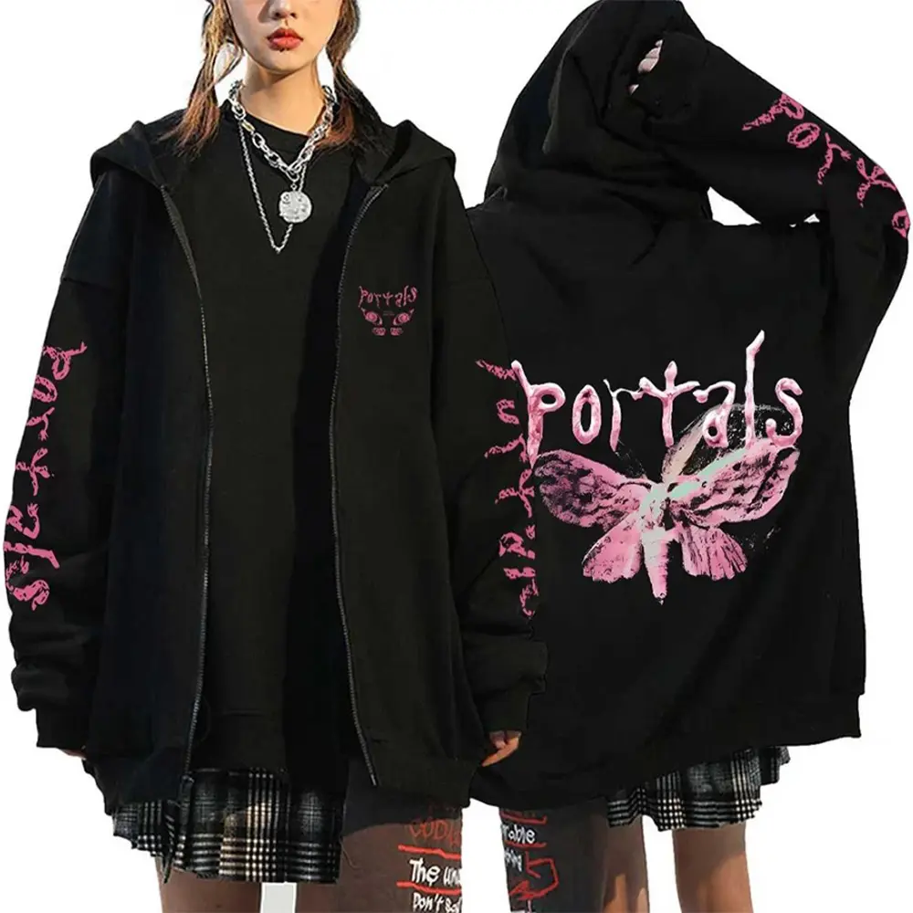 Melanie Martinez Portals Tour Zip Up Hoodies Casual Men Women Hooded Sweatshirts Hip Hop Streetwear Zipper Jacket Y2K Coats