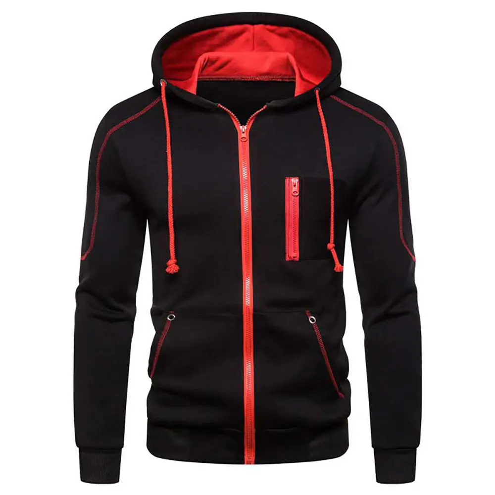 Men's Jackets Fashion Hoodies Long Sleeve Zipper Hoodie Hooded Fleece Sweatshirts Casual Sports Men Clothing Plus Size Black Whi