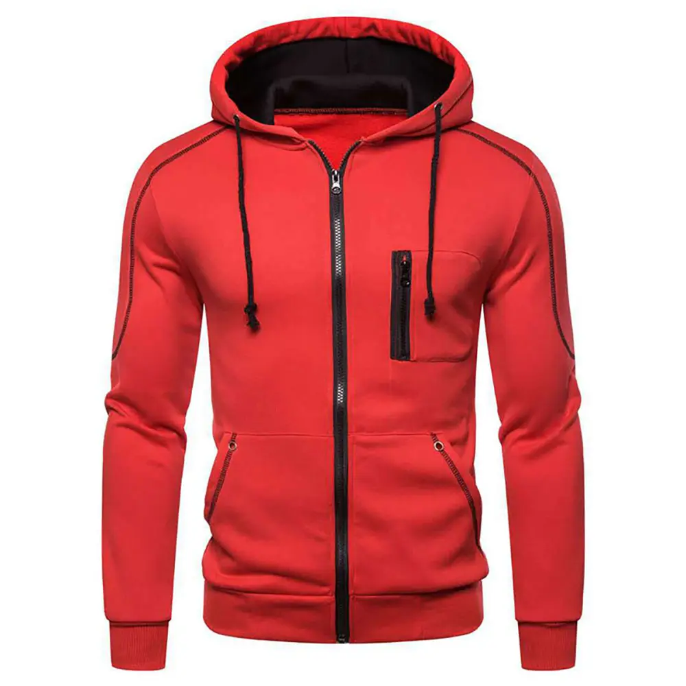 Men's Jackets Fashion Hoodies Long Sleeve Zipper Hoodie Hooded Fleece Sweatshirts Casual Sports Men Clothing Plus Size Black Whi