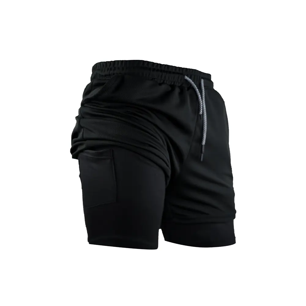 Men's Double Layer Fitness Shorts Men Fitness Gym Training 2 in 1 Sports Shorts Quick Dry Workout Jogging Double Deck Summer