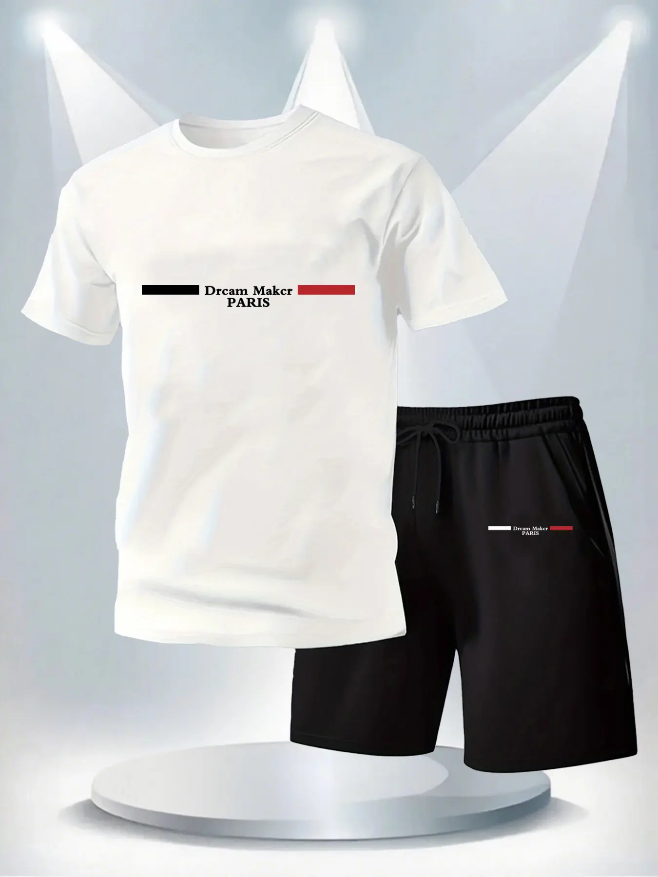 Summer Men's Sports T-shirt + Shorts 2pcs Set Casual Breathable Short Sleeve Sport Jogging Gym Training Print Clothing