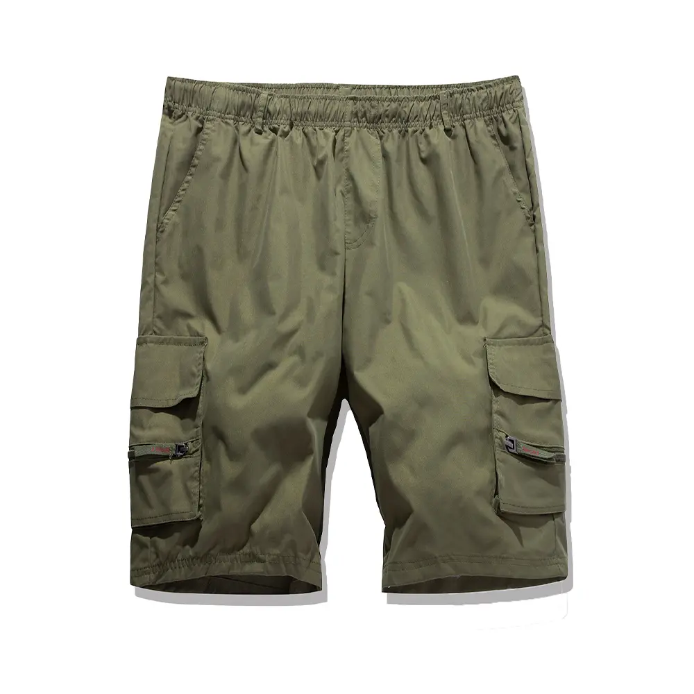 Men's Work Short Pants Zipper Pocket Casual Knee Shorts Loose Straight Cargo Shorts Summer Male Hiking Sports Short