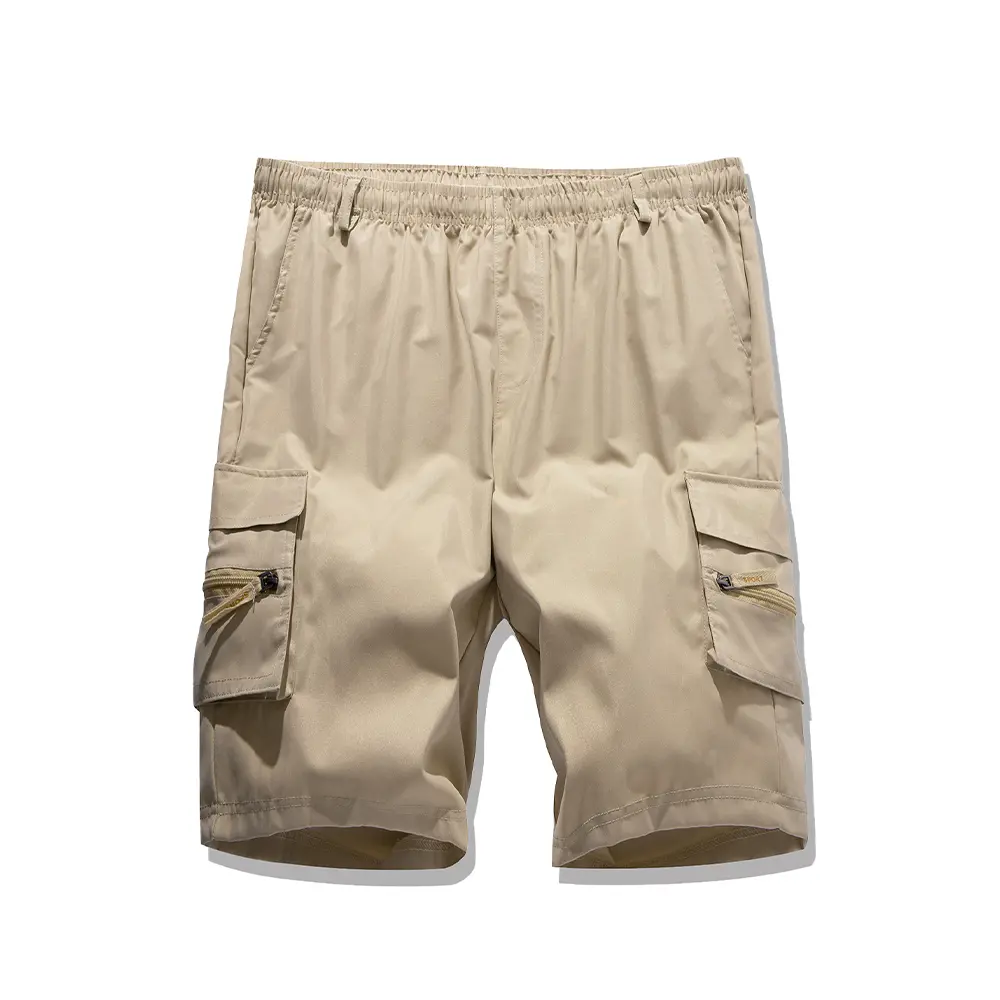 Men's Work Short Pants Zipper Pocket Casual Knee Shorts Loose Straight Cargo Shorts Summer Male Hiking Sports Short