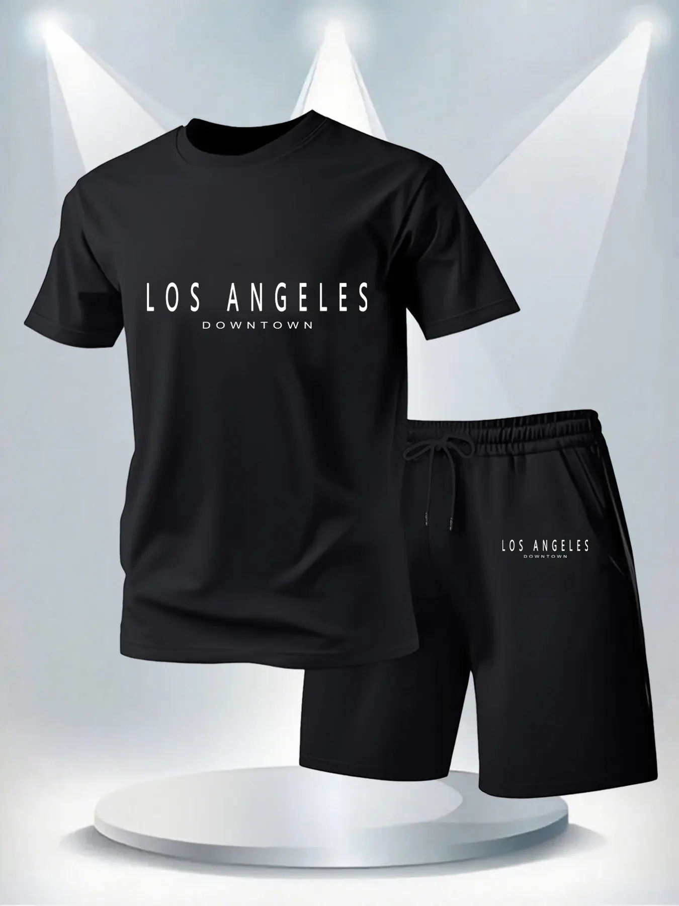 Summer Men's Sports T-shirt + Shorts 2pcs Set Casual Breathable Short Sleeve Sport Jogging Gym Training Print Clothing