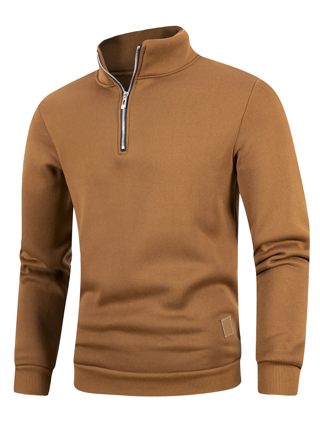 Men's Pullover Solid Color Stand Collar Leisure and Comfortable Zipper High Collar for Warmth Slim Fit Sweater Sweatshirts