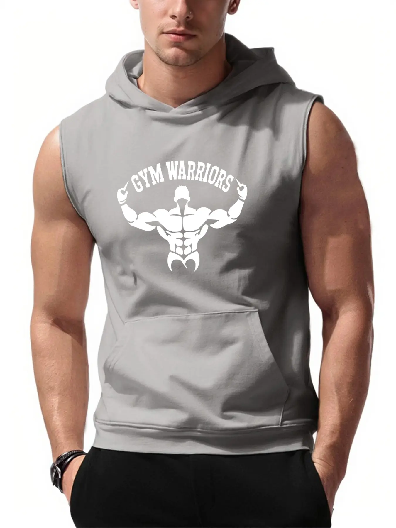Men's Hooded Vests Bodybuilding Stringer Tank Tops Gym Clothing Sleeveless Shirt Summer Sports Singlets Workout Tanktop