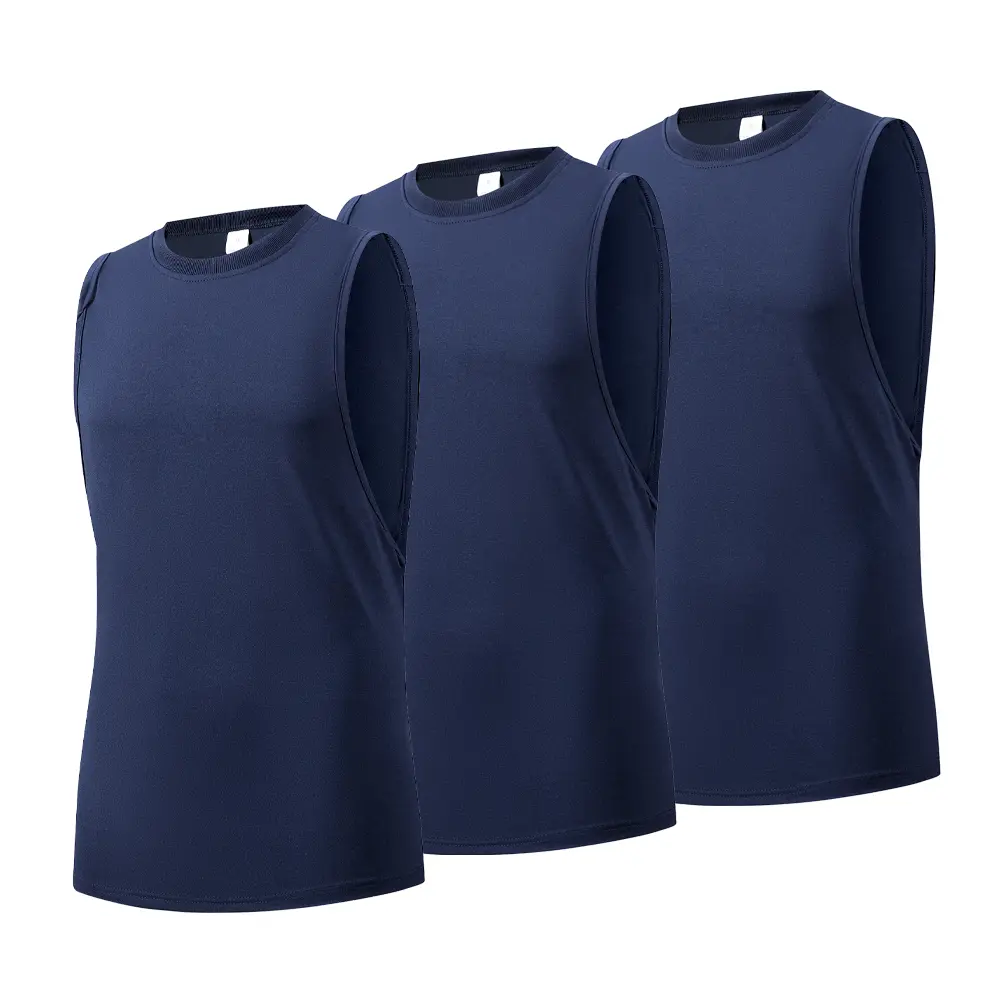 3-Piece Men's Sports Tank Top Solid Color Simple Sleeveless Slim Vest Men Quick Dry Fitness Basketball Running Training T-shirt
