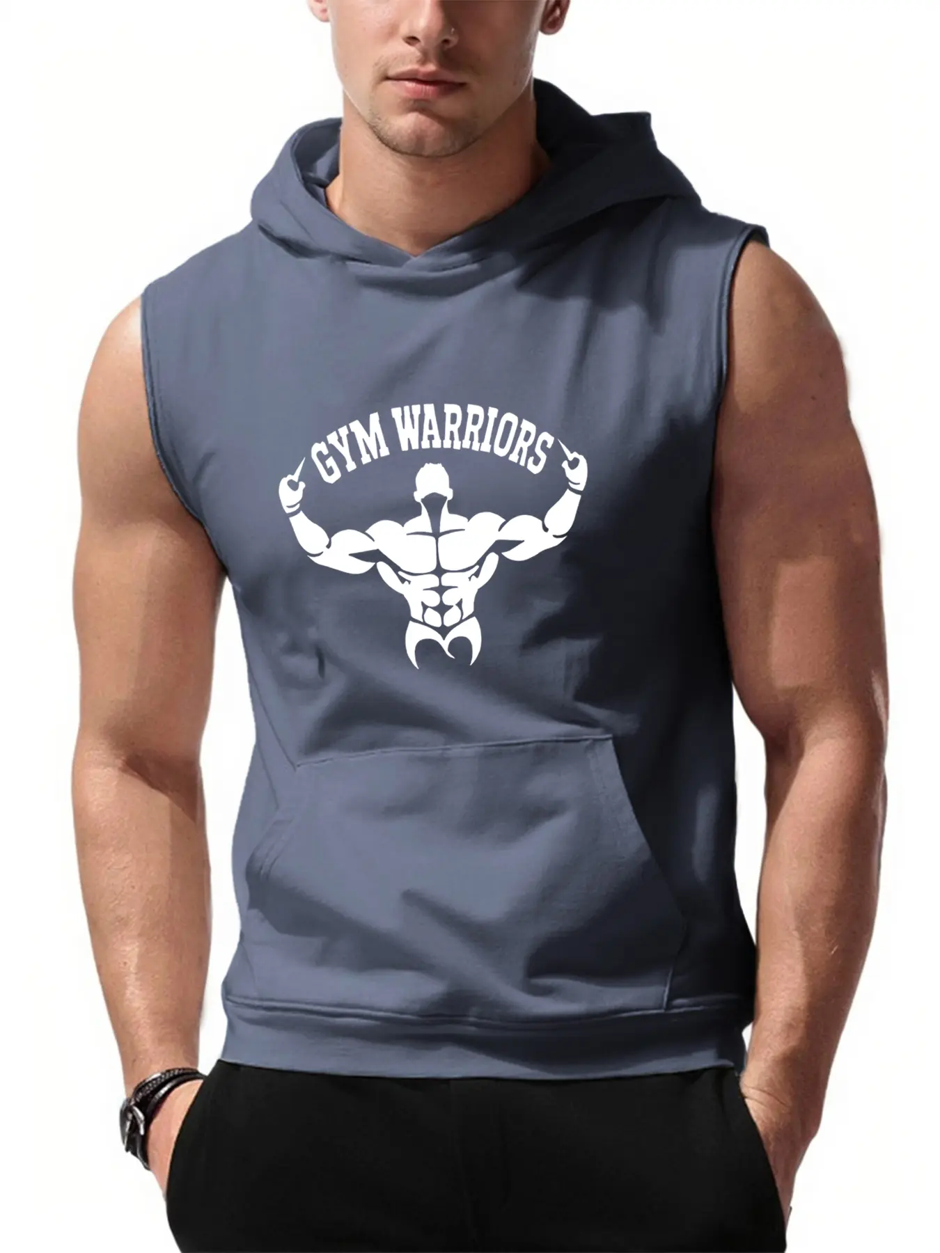 Men's Hooded Vests Bodybuilding Stringer Tank Tops Gym Clothing Sleeveless Shirt Summer Sports Singlets Workout Tanktop