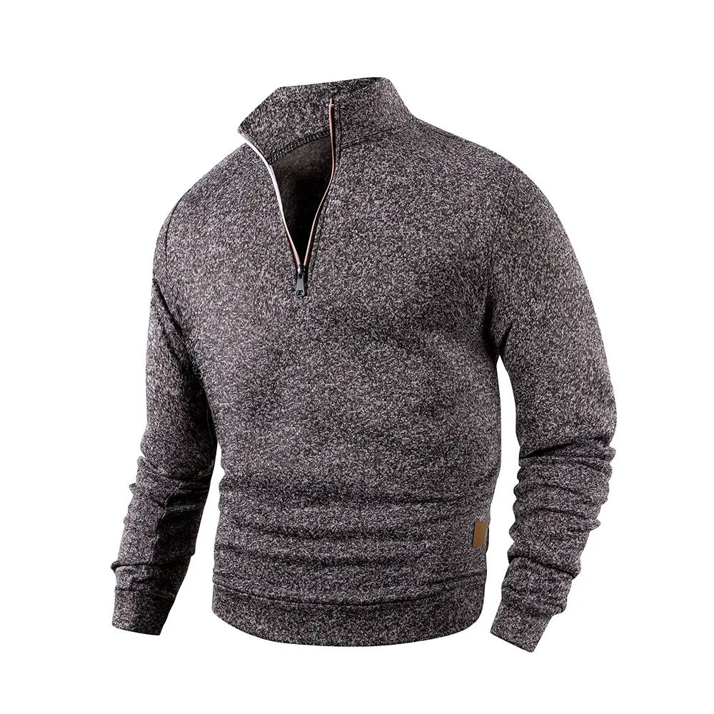 Autumn Men's Long Sleeve Pullover Solid Color Half Zipper Sweaters V-neck Male Casual Daily Warm Sweatshirts Coats