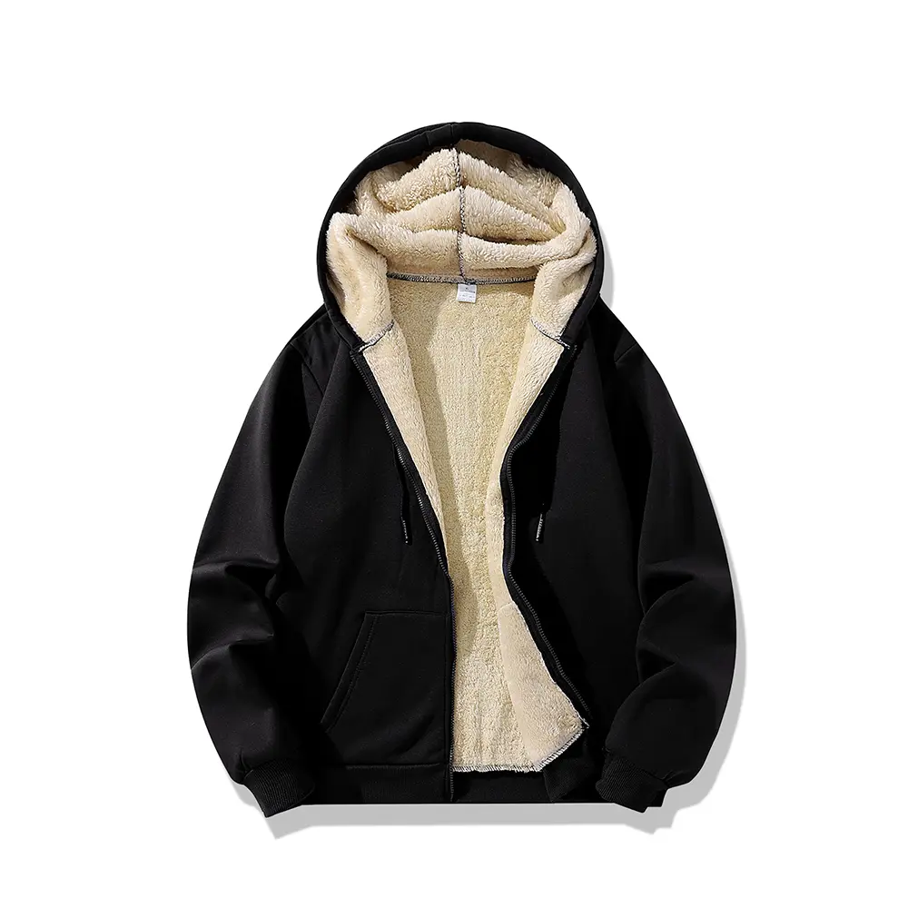 High Quality Fleece Jackets Men's Winter Plus-Size Jacket  Windproof Warm Thick Coat Solid Color Cotton Jacket Men Hooded Coats
