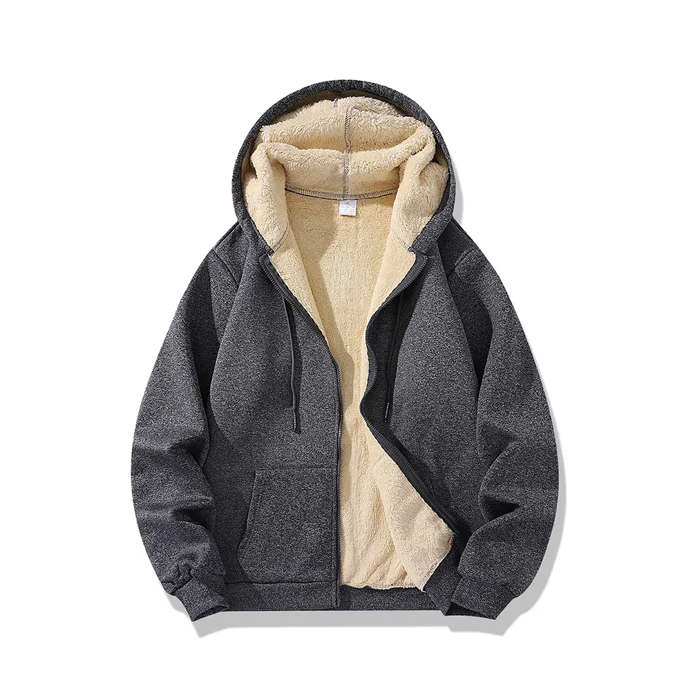 High Quality Fleece Jackets Men's Winter Plus-Size Jacket  Windproof Warm Thick Coat Solid Color Cotton Jacket Men Hooded Coats