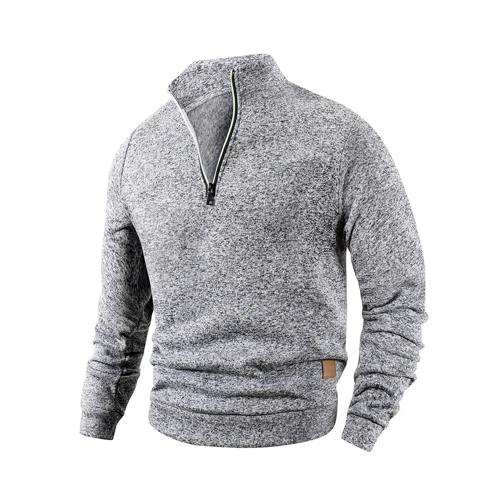 Autumn Men's Long Sleeve Pullover Solid Color Half Zipper Sweaters V-neck Male Casual Daily Warm Sweatshirts Coats