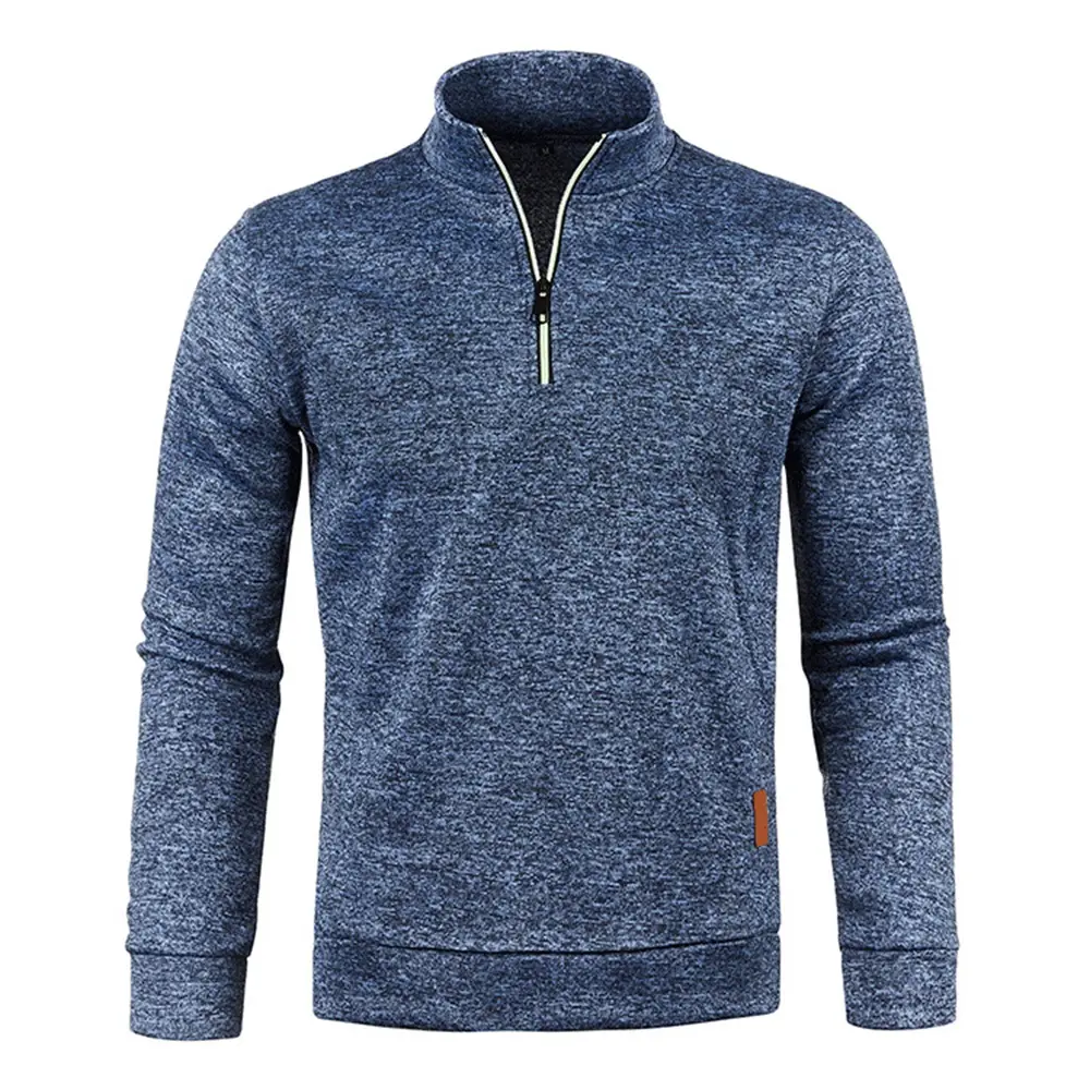 Men's Stand Collar Pullover Zipper Twist Knit Pullover Men's Thicker Sweatshirts Autumn Solid Color Turtleneck Sweaters