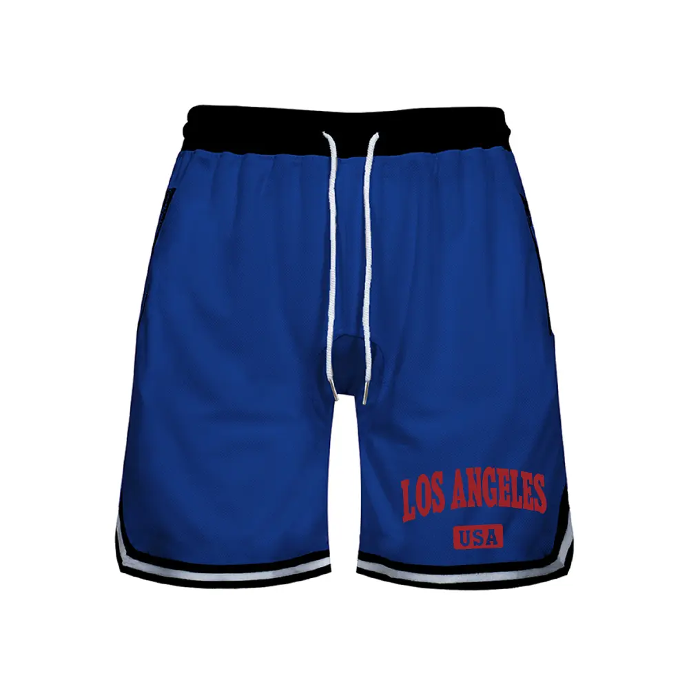 Sports Shorts Men's Letters Printed Basketball Quick Drying Stretch Mesh Three-Quarter Pants Drawstring Casual Breathable Short