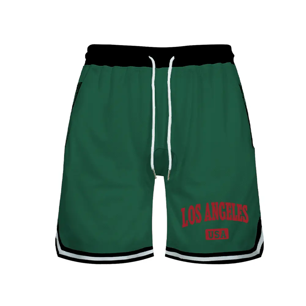 Sports Shorts Men's Letters Printed Basketball Quick Drying Stretch Mesh Three-Quarter Pants Drawstring Casual Breathable Short