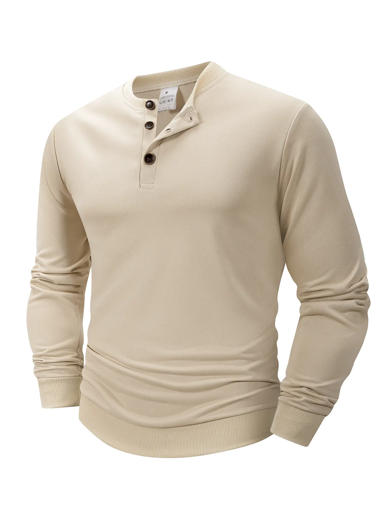 Autumn Men's Button Long Sleeve Henley Neck T-Shirt Casual Solid Color Breathable Sweatshirts Men Clothing Outdoor Streetwear