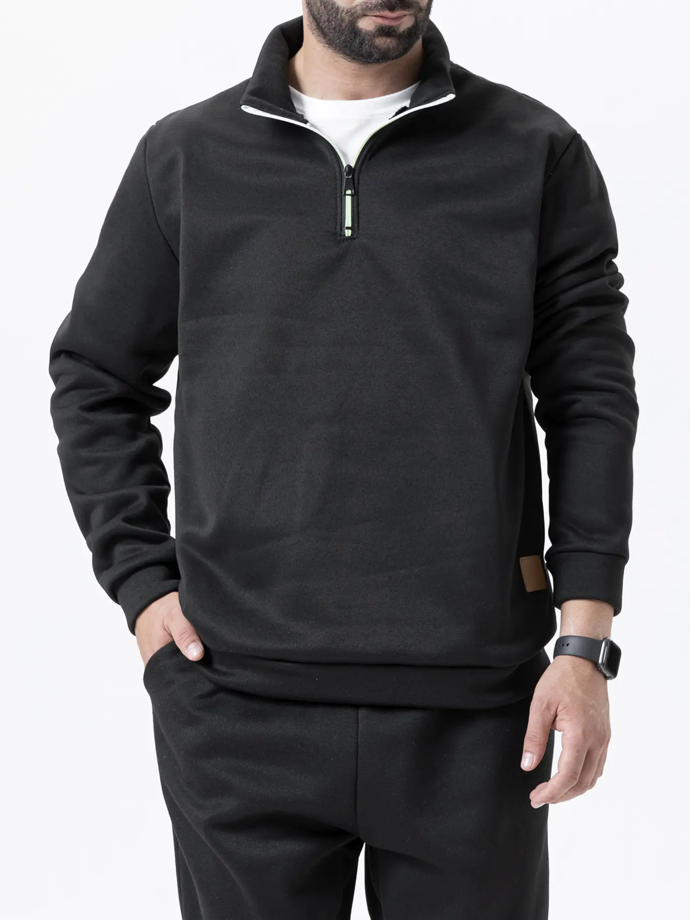 Men's Half Zipper Lightweight Sweatshirts Solid Color Pullover for Men Long Sleeve Turtleneck Streetwear Warm Jacket Coats
