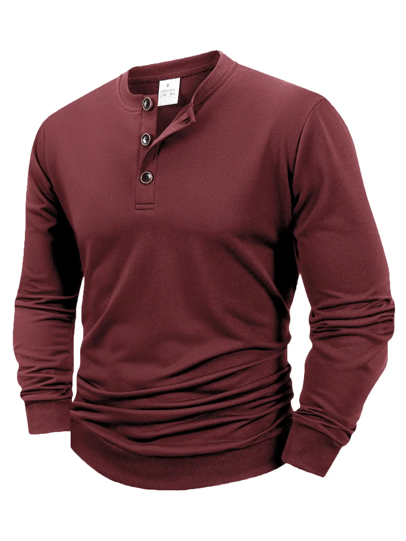 Autumn Men's Button Long Sleeve Henley Neck T-Shirt Casual Solid Color Breathable Sweatshirts Men Clothing Outdoor Streetwear