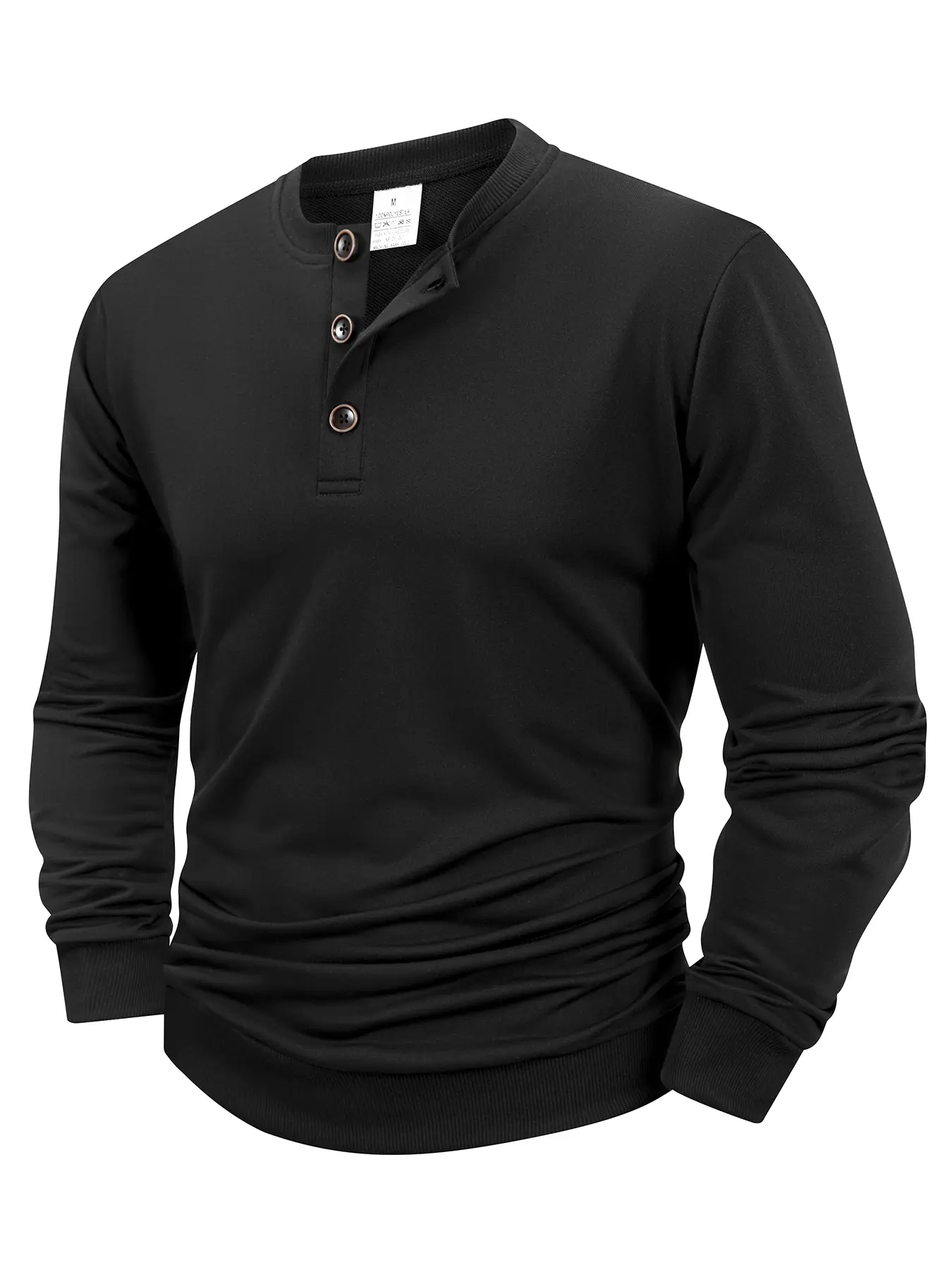 Autumn Men's Button Long Sleeve Henley Neck T-Shirt Casual Solid Color Breathable Sweatshirts Men Clothing Outdoor Streetwear