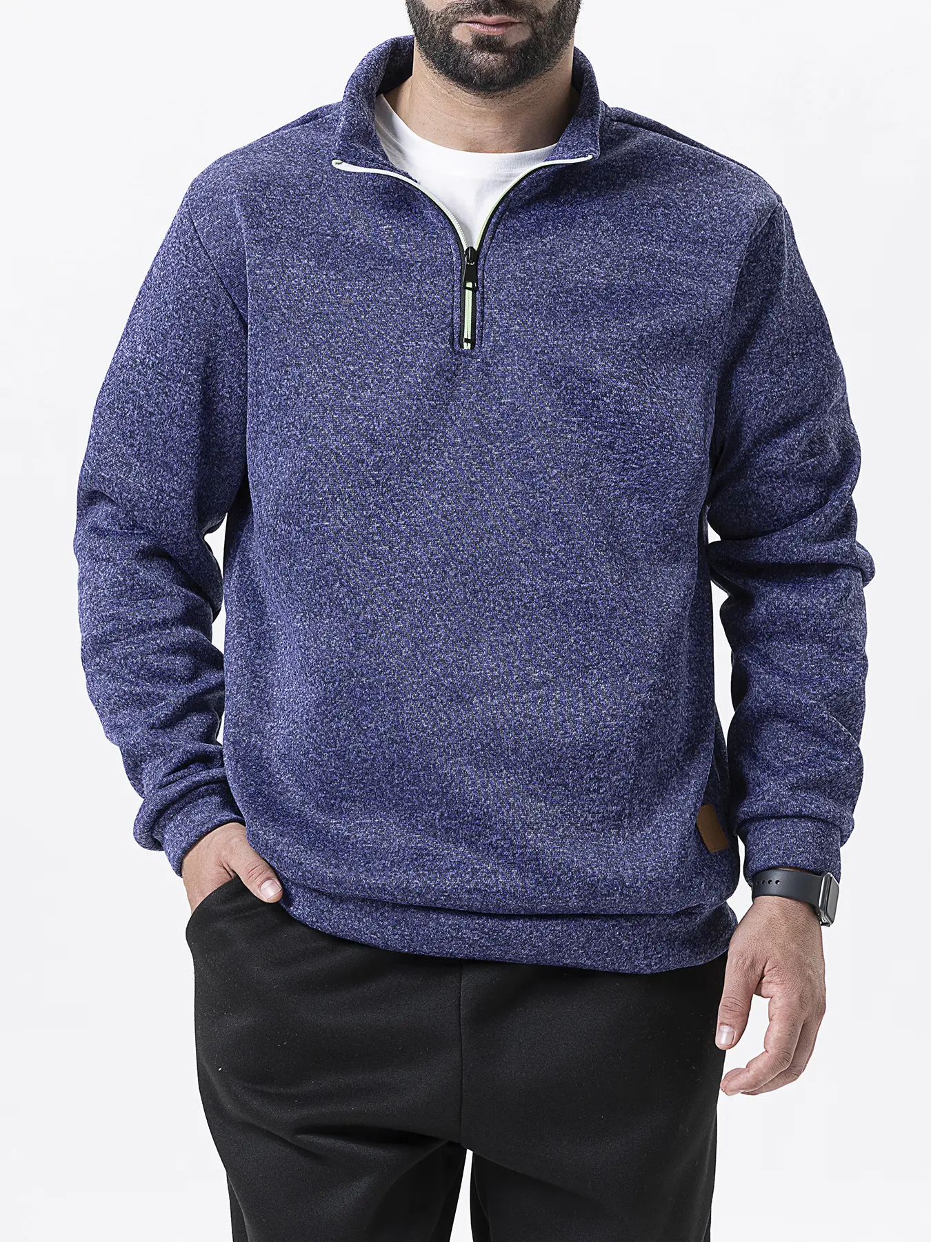 Men's Half Zipper Lightweight Sweatshirts Solid Color Pullover for Men Long Sleeve Turtleneck Streetwear Warm Jacket Coats