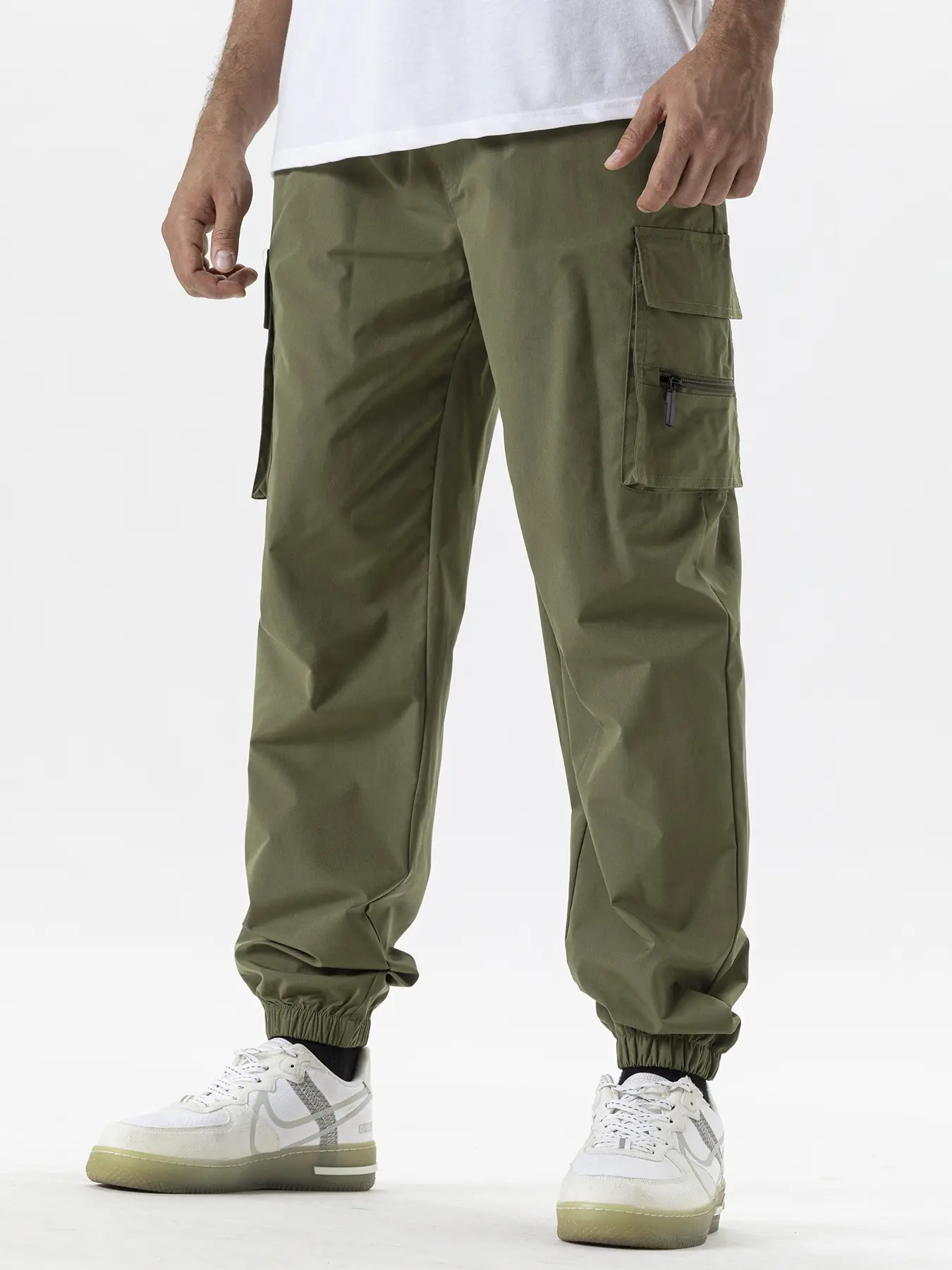 Men's Cargo Pants Fashion Multi-pocket Trousers Trendy Streetwear Solid Sweatpants Joggers Male Casual Trousers