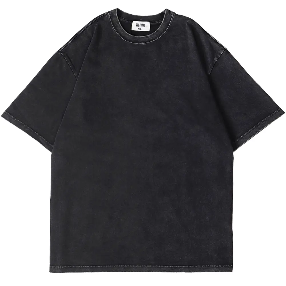 T Shirt for Men Summer Short Sleeve Tee 100% Cotton Black Washed Tee Punk Emo Rock Fashion Oversized Crew Neck Top Clothing