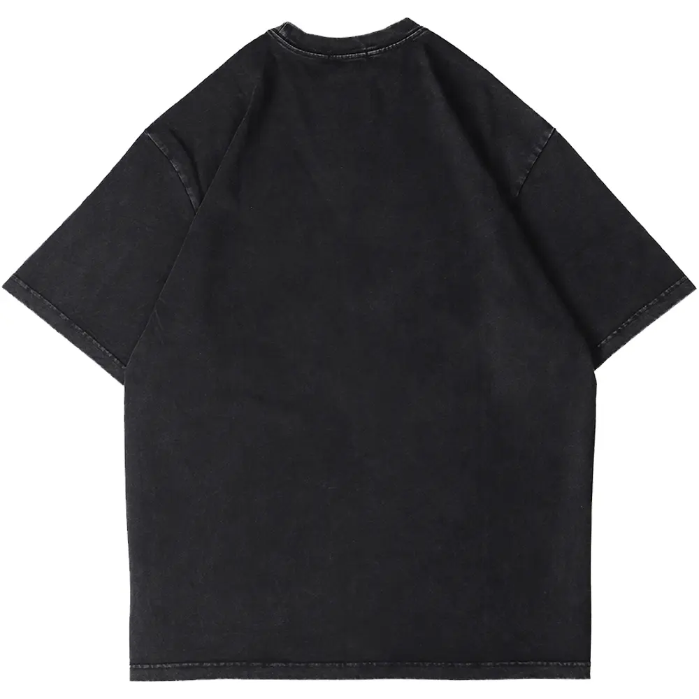 T Shirt for Men Summer Short Sleeve Tee 100% Cotton Black Washed Tee Punk Emo Rock Fashion Oversized Crew Neck Top Clothing