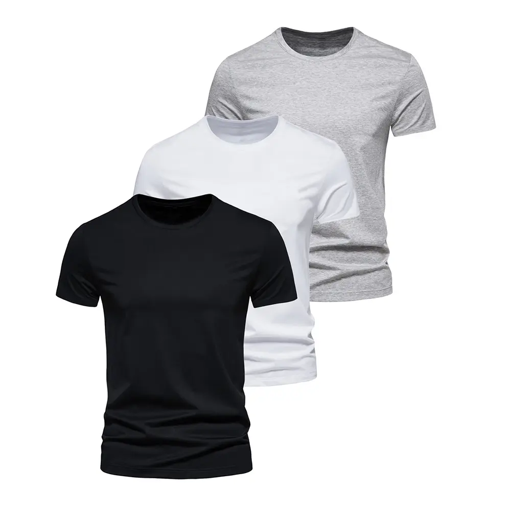 3Pcs/lot Mens T-shirt Solid Color Workout Tops Men Sport Fitness Shirts Gym Tops Men Crew Neck Breathable T-Shirt Black White