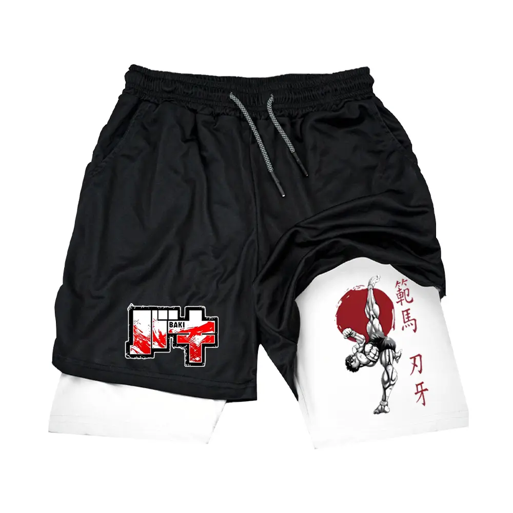 Men's Gym Shorts 2-in-1 Sports Shorts For Men Sweat-absorbent Quick-drying And Breathable Outdoor Sports Jogging Pants