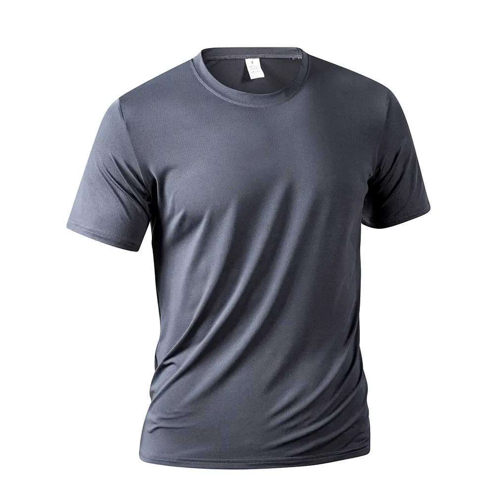 Men's Quick Dry Breathable Summer Training T-shirt Sport Running Crewneck Short Sleeve Men Outdoor Casual Solid Thin T-Shirt
