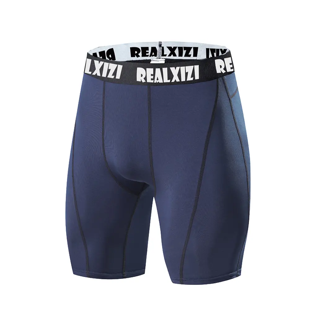 New Male Fitness Quick-Drying Tight Shorts Elastic Compression Leggings Training Pants Men Running Shorts Black Gray S-3XL