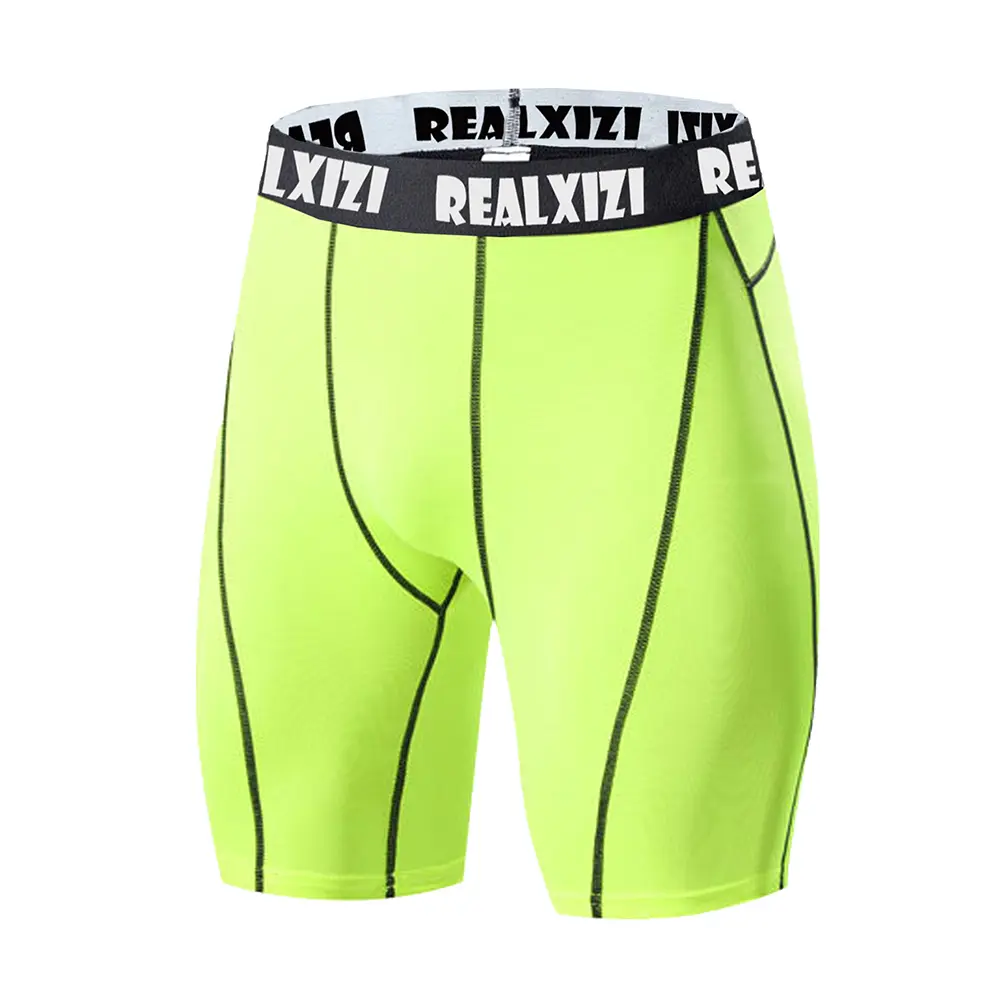 New Male Fitness Quick-Drying Tight Shorts Elastic Compression Leggings Training Pants Men Running Shorts Black Gray S-3XL