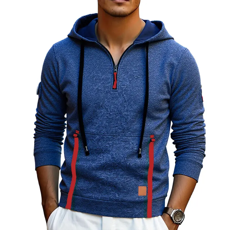 Autumn Winter Men's Long Sleeve Sweatshirts Male Fashion Zipper Hooded Pullover Outdoor Leisure Streetwear Tracksuit Men