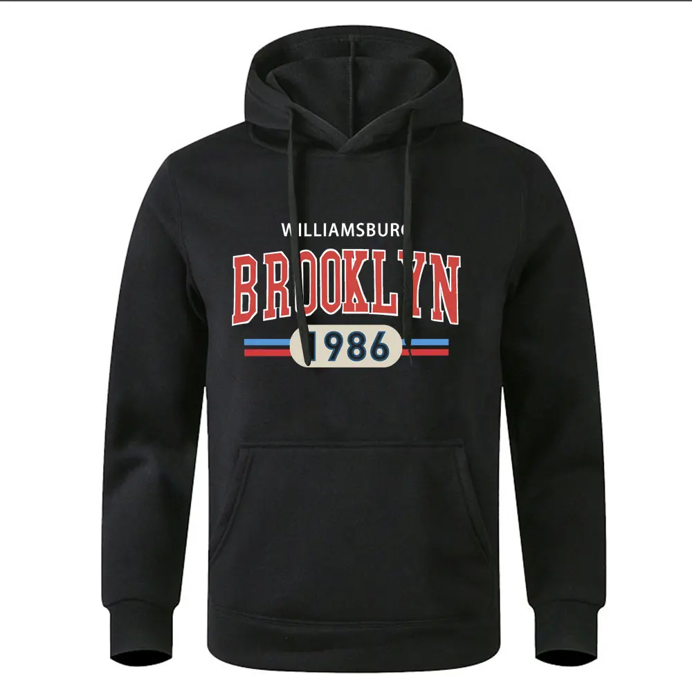 1986 Brooklyn Printed Mens Hoody Creativity Crewneck Clothing Fashion Oversize Sweatshirt Fashio Crewneck Hoodie Male