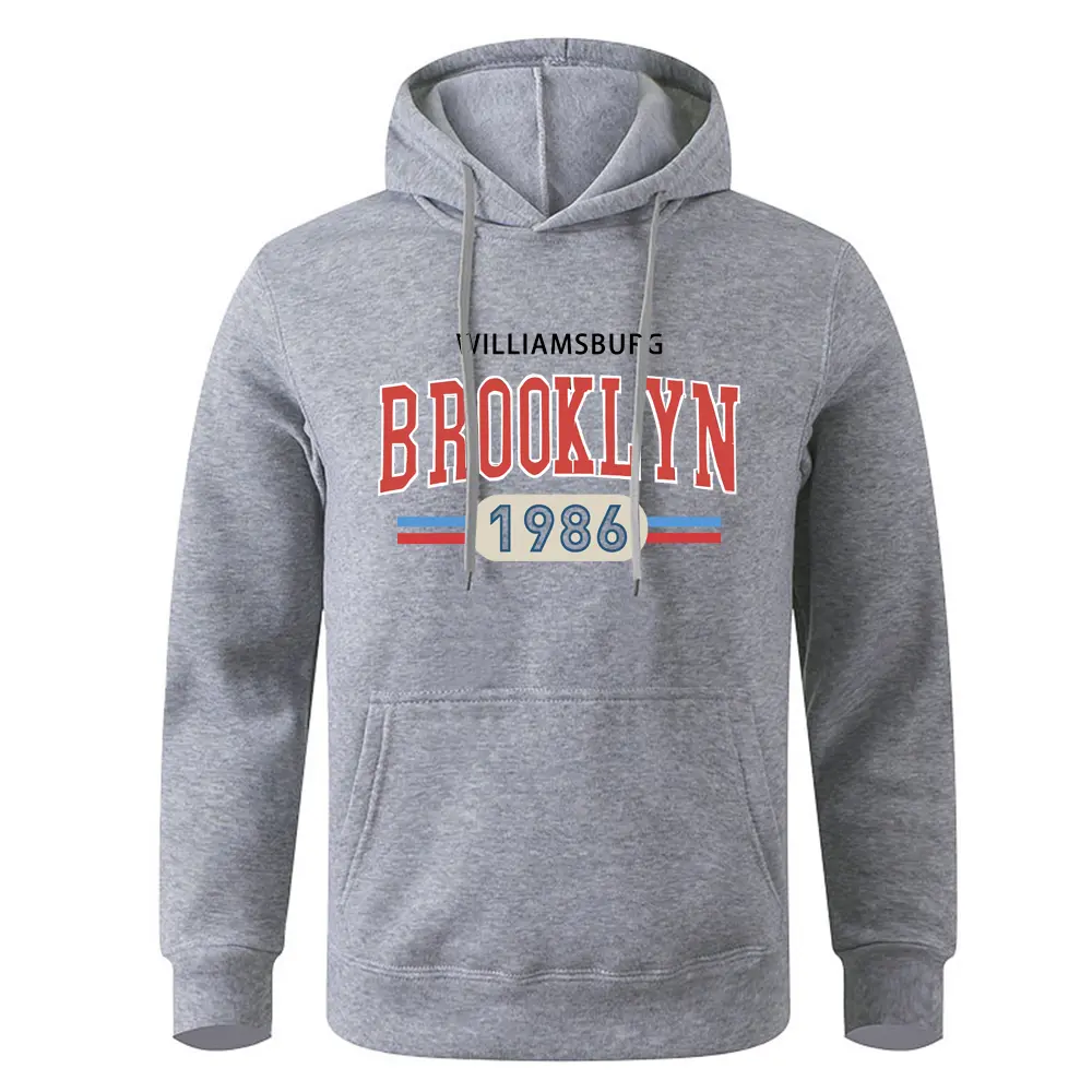1986 Brooklyn Printed Mens Hoody Creativity Crewneck Clothing Fashion Oversize Sweatshirt Fashio Crewneck Hoodie Male