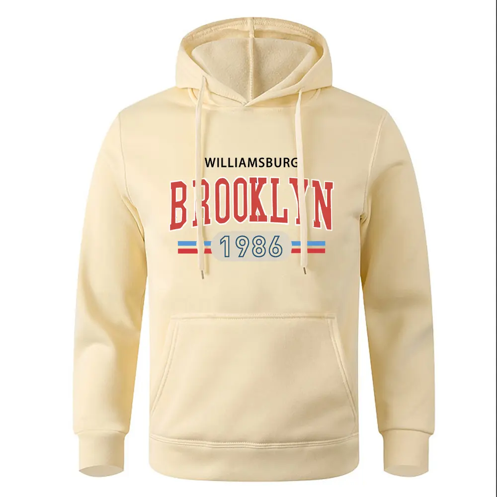 1986 Brooklyn Printed Mens Hoody Creativity Crewneck Clothing Fashion Oversize Sweatshirt Fashio Crewneck Hoodie Male