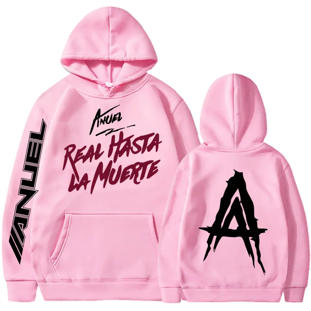 Autumn Men's Hoodies Anuel AA Real Hasta La Muerte Print Sweatshirts Streetwear Rapper Loose Pullover Casual Hooded Tops
