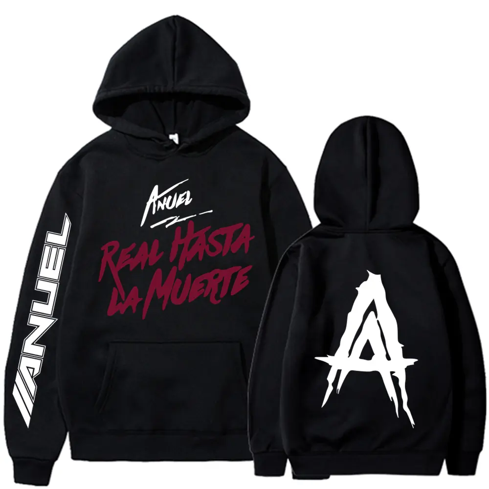 Autumn Men's Hoodies Anuel AA Real Hasta La Muerte Print Sweatshirts Streetwear Rapper Loose Pullover Casual Hooded Tops