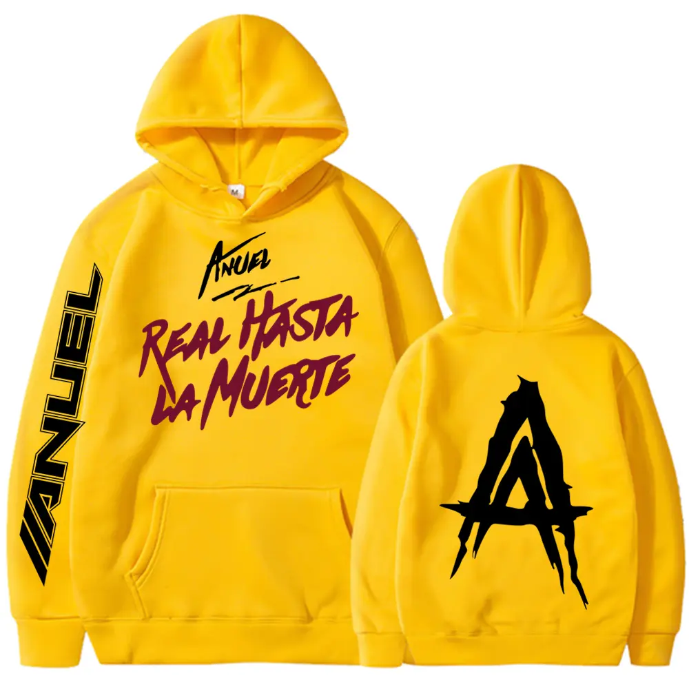 Autumn Men's Hoodies Anuel AA Real Hasta La Muerte Print Sweatshirts Streetwear Rapper Loose Pullover Casual Hooded Tops